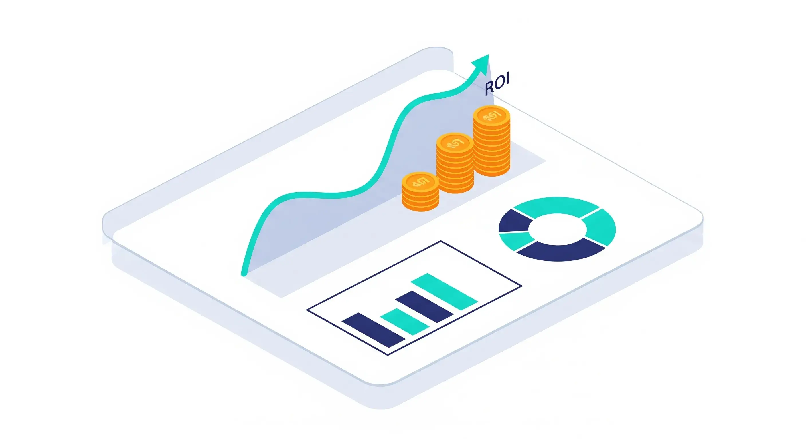 SEO ROI dashboard with charts showing long-term growth.